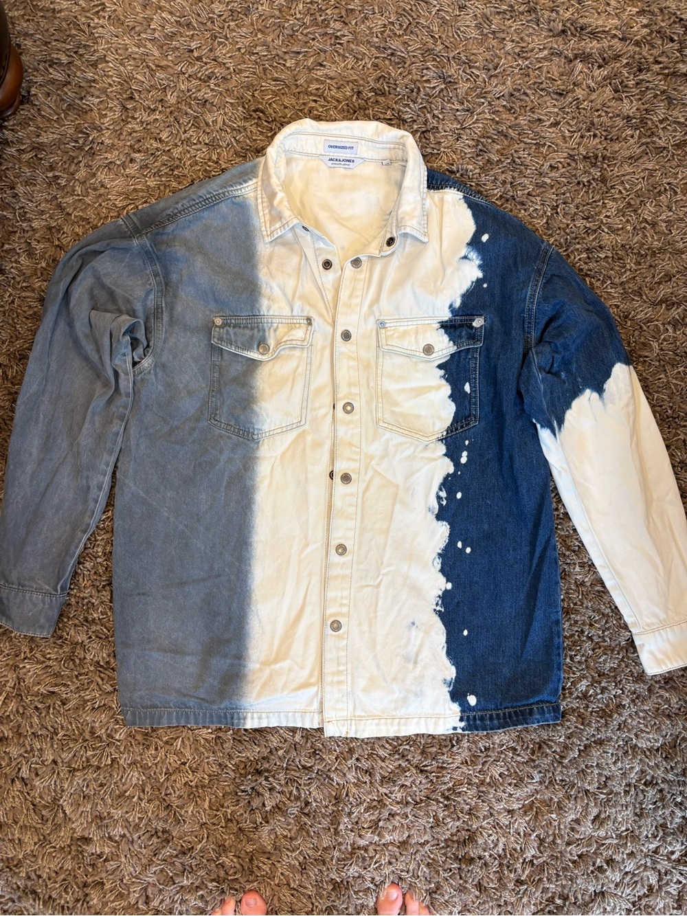 Jack And Jones Denim Jacket Men’s Small Oversized Bleached